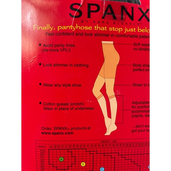 Spanx By Sara Blakely Black Footless Bodyshaping Pantyhose Size A - Picture 8 of 13